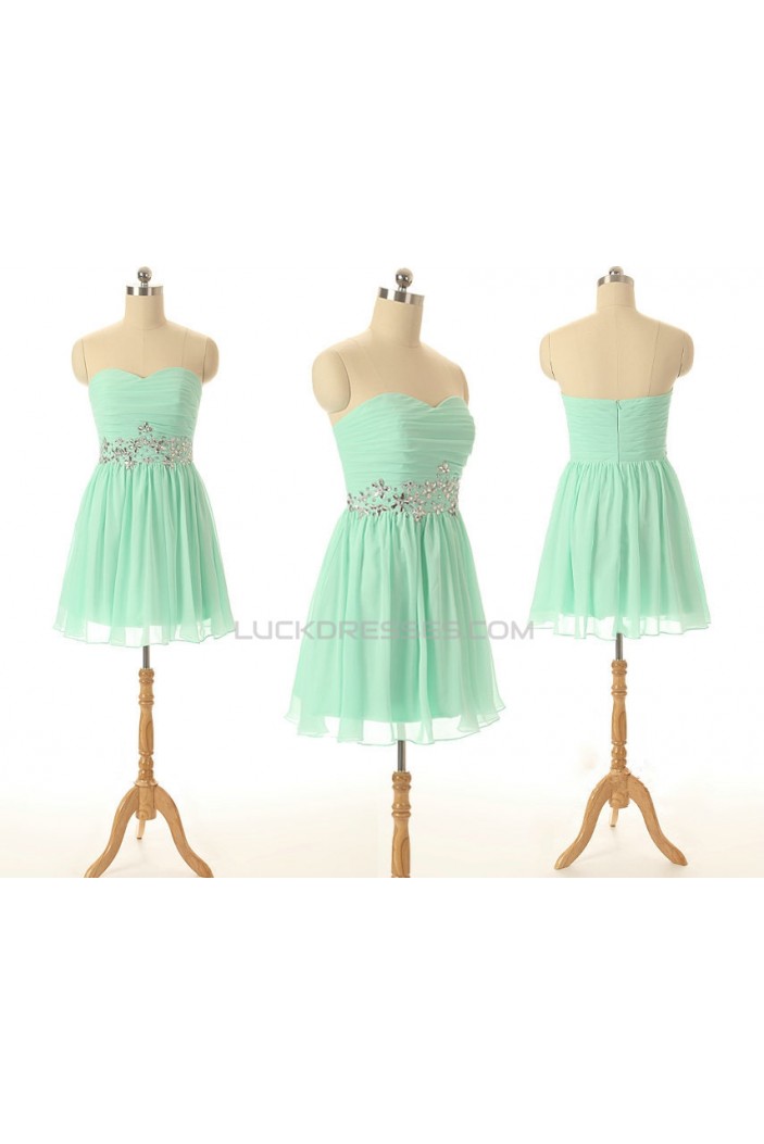 A-Line Sweetheart Beaded Short Chiffon Prom Evening Bridesmaid Dresses ED011558