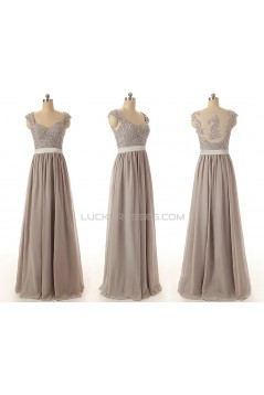 A-Line Beaded Long Chiffon Prom Evening Formal Dresses ED011566