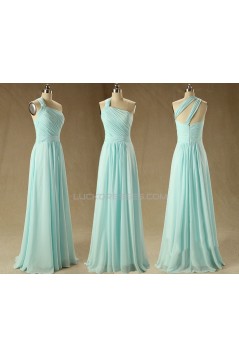 A-Line One-Shoulder Long Chiffon Prom Evening Bridesmaid Dresses ED011569