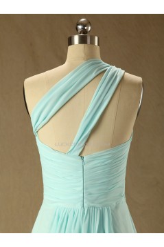 A-Line One-Shoulder Long Chiffon Prom Evening Bridesmaid Dresses ED011569