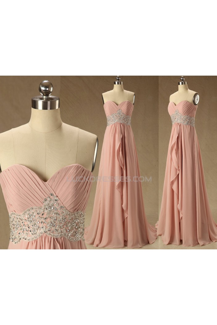 A-Line Beaded Sweetheart Long Chiffon Prom Evening Formal Dresses ED011570
