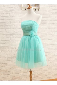 A-Line Strapless Short Tulle Prom Evening Formal Bridesmaid Dresses ED011577