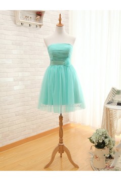 A-Line Strapless Short Tulle Prom Evening Formal Bridesmaid Dresses ED011577