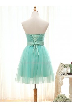 A-Line Strapless Short Tulle Prom Evening Formal Bridesmaid Dresses ED011577