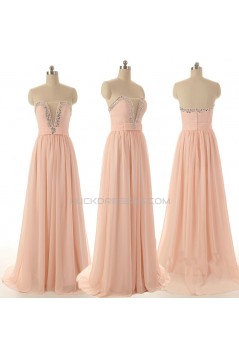 Elegant A-Line Beaded Long Chiffon Prom Evening Formal Dresses ED011591