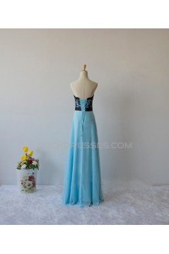A-Line Strapless Lace and Chiffon Long Prom Evening Formal Dresses ED011608