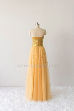 A-Line Sweetheart Sequin and Tulle Long Prom Evening Formal Dresses ED011611