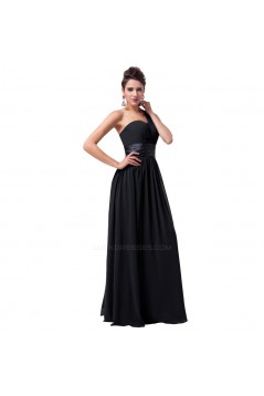 A-Line One-Shoulder Long Chiffon Prom Evening Bridesmaid Dresses ED011621