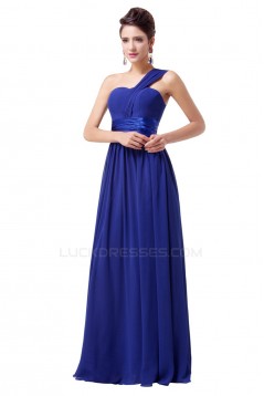 A-Line One-Shoulder Long Chiffon Prom Evening Bridesmaid Dresses ED011621