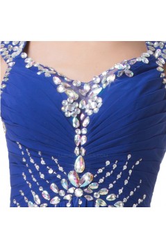 A-Line Beaded Long Blue Chiffon Prom Evening Formal Dresses ED011624