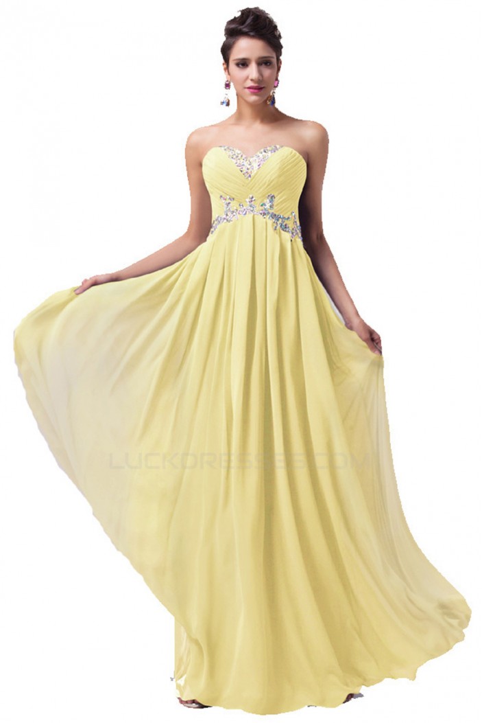 A-Line Sweetheart Beaded Long Chiffon Prom Evening Formal Dresses ED011626