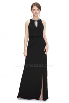 Sheath/Column Jewel Beaded Long Chiffon Prom Evening Formal Dresses ED011639