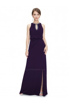 Sheath/Column Jewel Beaded Long Chiffon Prom Evening Formal Dresses ED011639