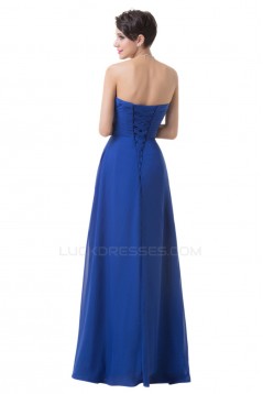 A-Line Sweetheart Long Blue Chiffon Prom Evening Bridesmaid Dresses ...