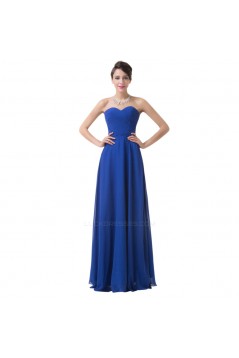 A-Line Sweetheart Long Blue Chiffon Prom Evening Bridesmaid Dresses ED011647