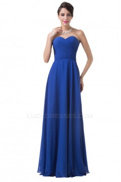 A-Line Sweetheart Long Blue Chiffon Prom Evening Bridesmaid Dresses ED011647