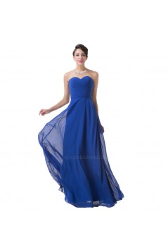 A-Line Sweetheart Long Blue Chiffon Prom Evening Bridesmaid Dresses ED011647