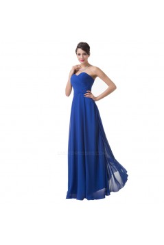 A-Line Sweetheart Long Blue Chiffon Prom Evening Bridesmaid Dresses ED011647