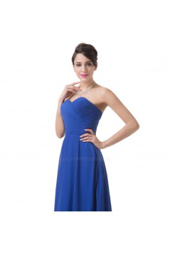 A-Line Sweetheart Long Blue Chiffon Prom Evening Bridesmaid Dresses ED011647