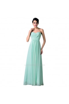 A-Line Sweetheart Long Mint Green Chiffon Prom Evening Bridesmaid Dresses ED011648