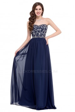 Elegant A-Line Sweetheart Beaded Long Chiffon Prom Evening Formal Dresses ED011662
