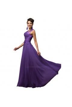 A-Line Beaded Applique Long Chiffon Prom Evening Formal Dresses ED011670