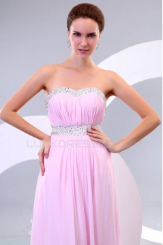 Empire Long Pink Chiffon Beaded Prom Evening Formal Party Dresses/Maternity Evening Dresses ED010168