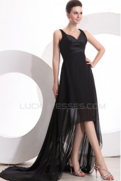 High Low Black Chiffon Prom Evening Formal Party Dresses ED010176