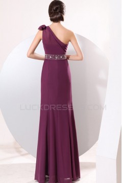 One-Shoulder Beaded Long Chiffon Prom Evening Formal Party Dresses ED010181