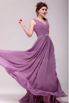 A-Line V-Neck Beaded Long Chiffon Prom Evening Formal Party Dresses ED010185