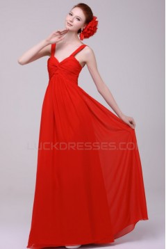 A-Line Long Red Chiffon Prom Evening Formal Party Dresses/Bridesmaid Dresses ED010190