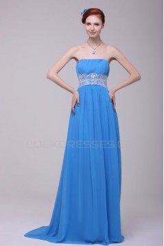 Long Blue Chiffon Prom Evening Formal Party Dresses ED010192