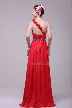 Long Red One-Shoulder Beaded Prom Evening Formal Party Dresses ED010194