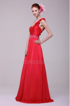 Long Red One-Shoulder Beaded Prom Evening Formal Party Dresses ED010194