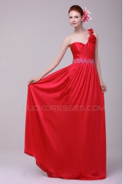 Long Red One-Shoulder Beaded Prom Evening Formal Party Dresses ED010194