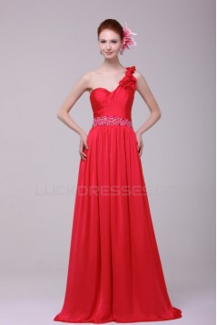 Long Red One-Shoulder Beaded Prom Evening Formal Party Dresses ED010194