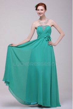 A-Line Strapless Beaded Long Chiffon Prom Evening Formal Party Dresses ED010196