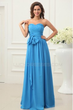 A-Line Sweetheart Long Blue Chiffon Prom Evening Formal Party Dresses ED010200