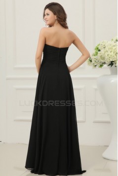 A-Line Sweetheart Long Black Chiffon Prom Evening Formal Party Dresses ED010202