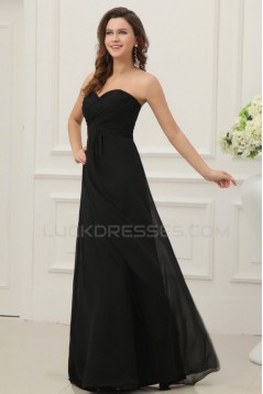 A-Line Sweetheart Long Black Chiffon Prom Evening Formal Party Dresses ED010202