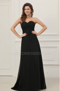 A-Line Sweetheart Long Black Chiffon Prom Evening Formal Party Dresses ED010202