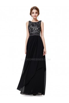 Long Black Chiffon and Lace Prom Evening Formal Party Dresses ED010216