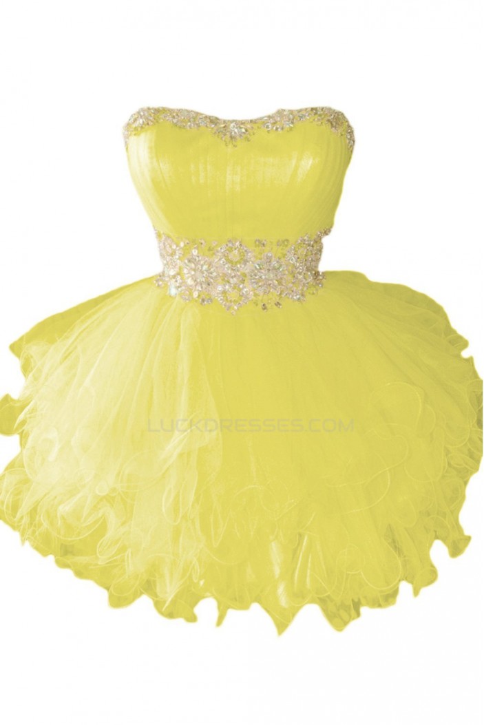 Beaded Strapless Short Yellow Prom Evening Formal Party Dresses ED010218