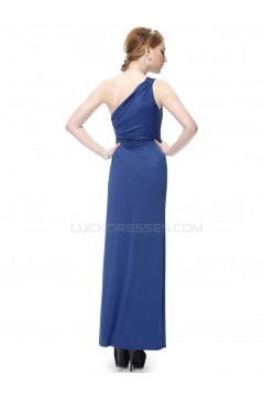 One-Shoulder Beaded Blue Chiffon Prom Evening Formal Party Dresses ED010232