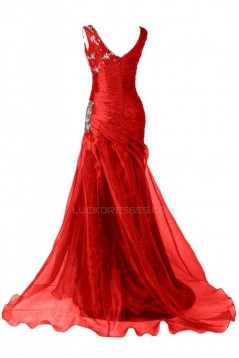 Long Red Beaded Prom Evening Formal Party Dresses ED010236