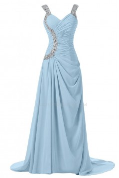 Beaded Long Blue Chiffon Prom Evening Formal Party Dresses ED010247