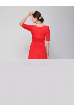 A-Line Short Sleeve Red Prom Evening Formal Party Dresses ED010254
