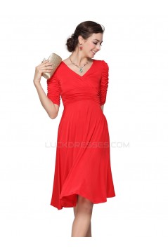 A-Line Short Sleeve Red Prom Evening Formal Party Dresses ED010254