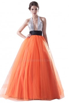 Ball Gown Halter Sequin and Tulle Long Prom Evening Formal Party Dresses ED010272