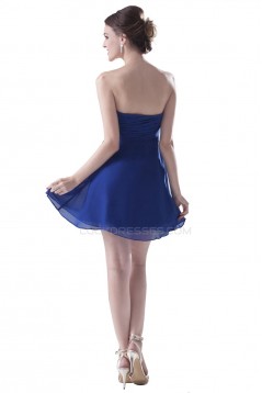 A-Line Strapless Short Blue Chiffon Prom Evening Formal Party Dresses ED010285